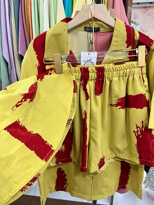 DOUBLE D Contrast Graffity Print Co-Ord Set with Bucket Cap